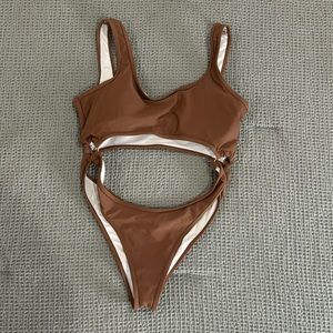 NWT! One piece cut out light brown swimsuit- Large
